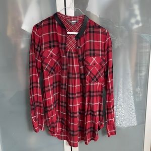 Vince size 4 red and black plaid button down